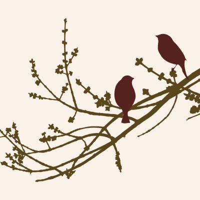 birds on the spring tree